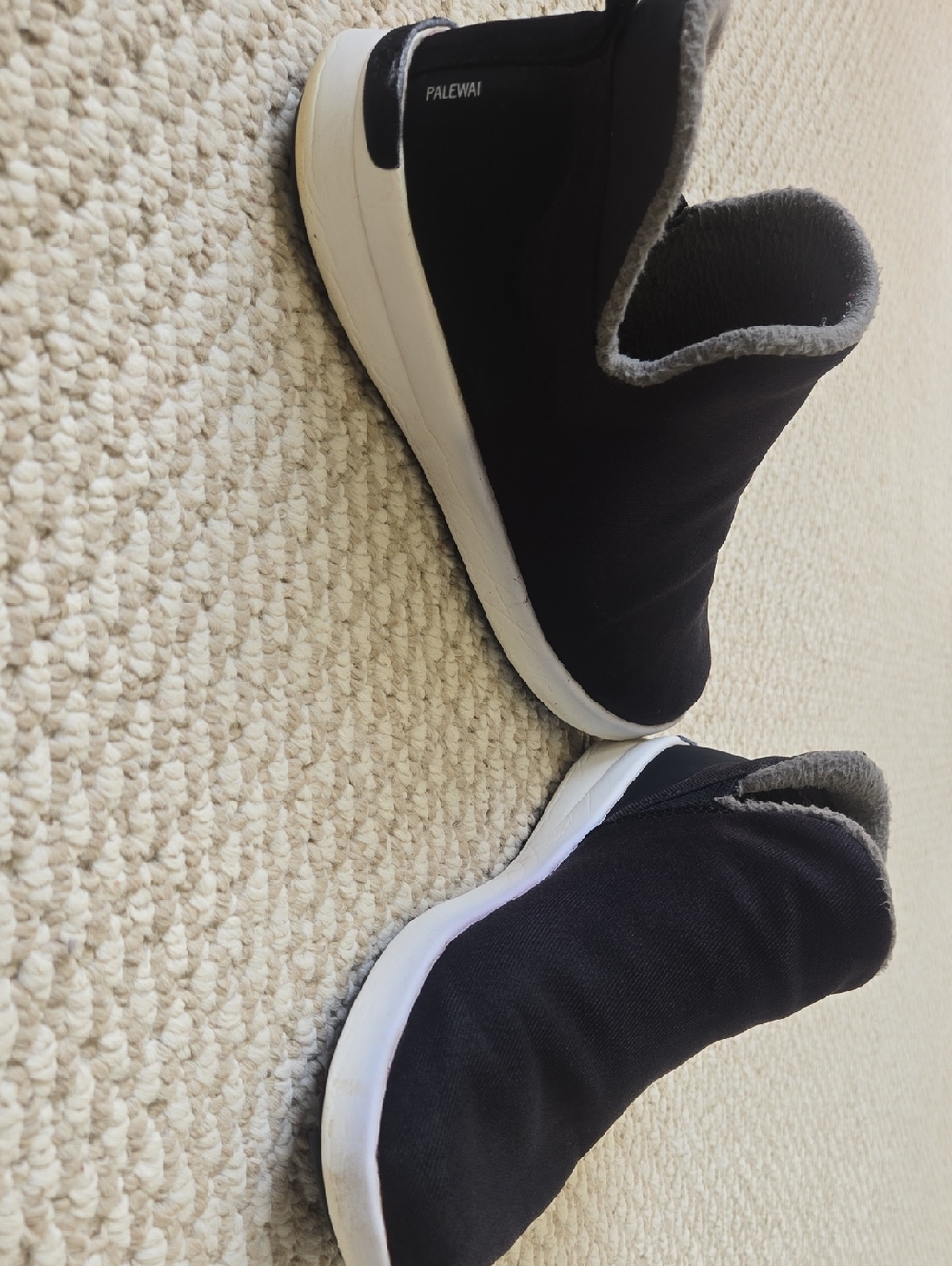 Olukai Black Slip-On Shoes with White Sole
